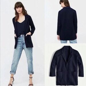 J Crew Knit Sweater Blazer Jacket Open Front XXS Navy Blue Womens Sophie